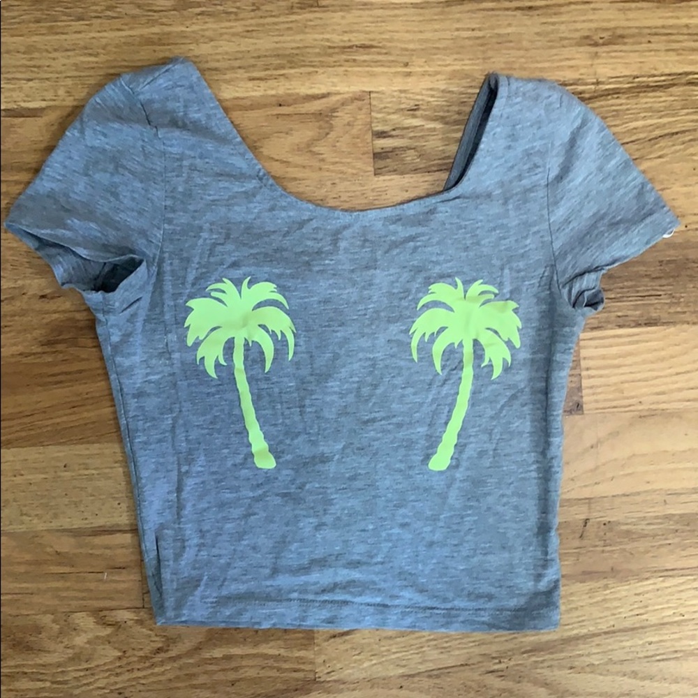 XS Palm Tree Crop Top Division brand